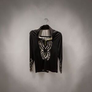 Spyder Black Long-Sleeve Quarter-Zip Top with Spider Graphic
